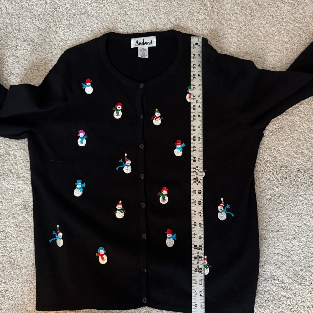 Vintage Snowman Embroidered Women's Cardigan Sweater XL - Picture 7 of 7
